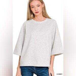 Zenana Scuba 3/4 Sleeve Pullover